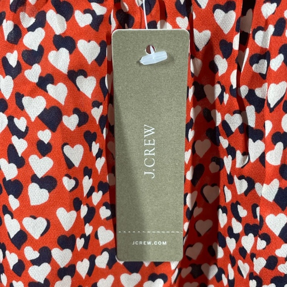 NEW J Crew Shirt Womens 0 red black silk satin heart off shoulder preppy blouse - Picture 6 of 12